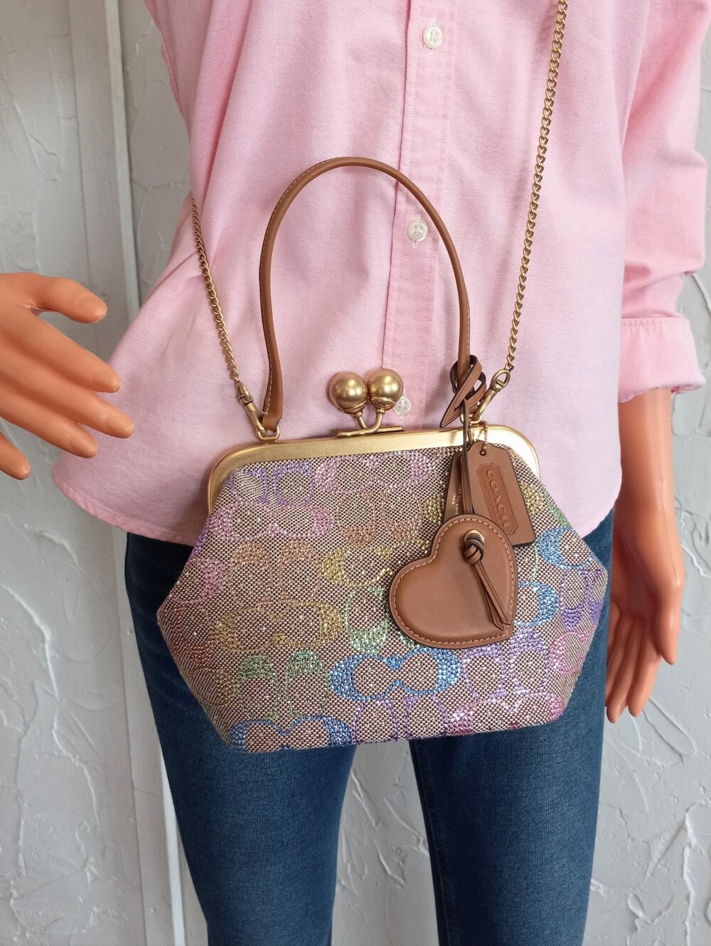 Coach Coach 16 Crystal Collection Jacquard, Kisslock Frame bag, Rainbow Multi
